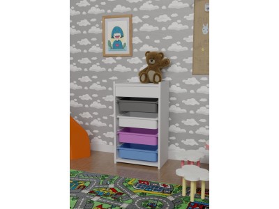 Шкаф за играчки с кошници за съхранение FD-TC4B (бяло)